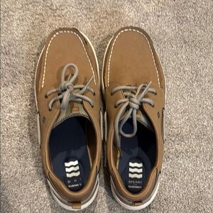 Sperry Brown and Gray Boat Shoes with Moccasin Toe